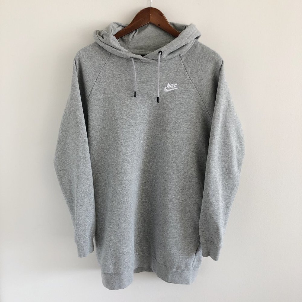 🤗 Nike Sportswear Essential Fleece Hoodie Sweatshirt Dress, Size: Small, Gray